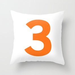 Number 3 (Orange & White) Throw Pillow