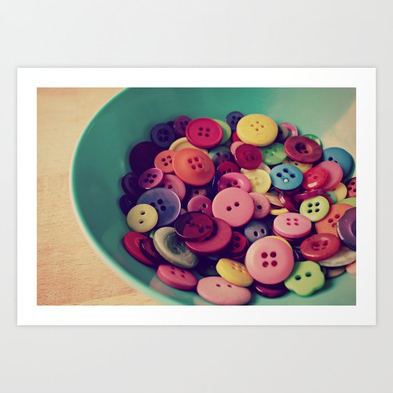 bowl of buttons Art Print