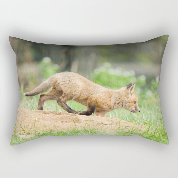 On The Move Baby Red Fox Animal Wildlife Photograph Rectangular Pillow