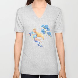 Faeries and flying frogs | light blue V Neck T Shirt