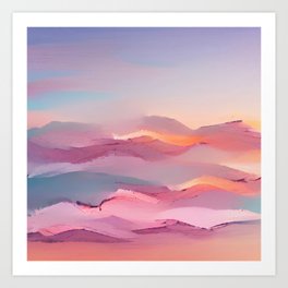 Kawaii Sunset Art Print