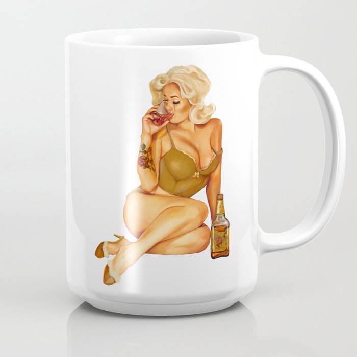 Face of a retro pinup girl in trendy sunglasses Coffee Mug by