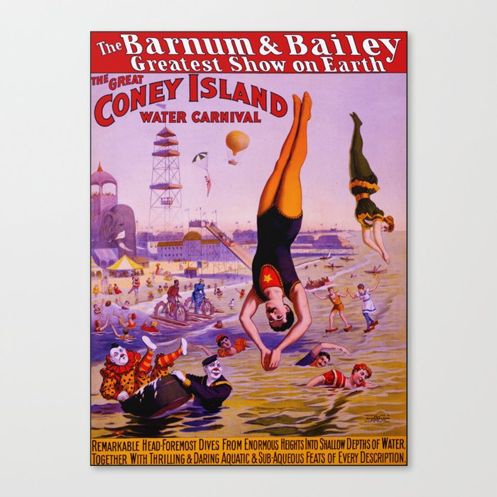 Vintage Coney Island Water Carnival Canvas Print