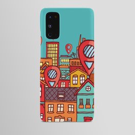 Cartoon city architecture Android Case