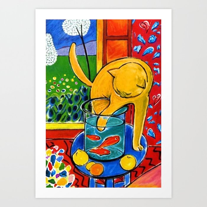 Høj eksponering Bevæger sig Offentliggørelse Henri Matisse - Cat With Red Fish still life painting Art Print by Jeanpaul  Ferro | Society6