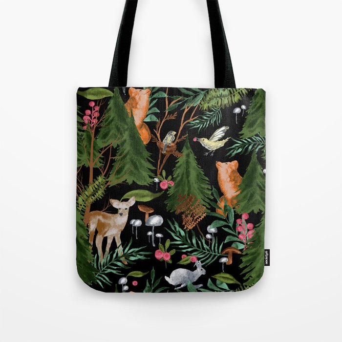 Winter Forest Animals Tote Bag