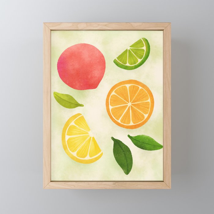 Citrus Fresh Fruits Framed Mini Art Print