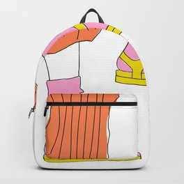 Socks and Sandals Backpack | Fun, Lineart, Bright, Cute, People, Quirky, Colorful, Girl, Illustration, Drawing 