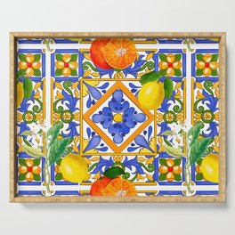 Summer ,Sicilian tiles ,citrus,oranges,majolica,lemons ,Mediterranean  Serving Tray