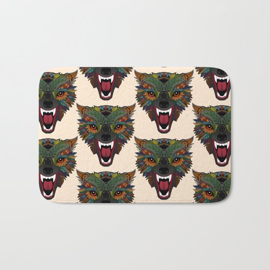 wolf fight flight ecru Bath Mat