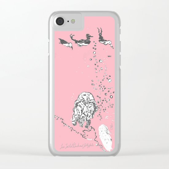 Two Tailed Duck and Jellyfish Baby Pink Deep Clear iPhone Case