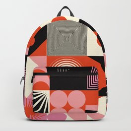 Scandinavian inspired artwork pattern made with simple geometrical forms and cutout colorful shapes. Abstract composition Backpack