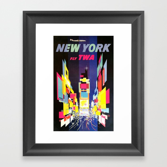 TWA New York, Times Square - Vintage Travel Poster Framed Art Print