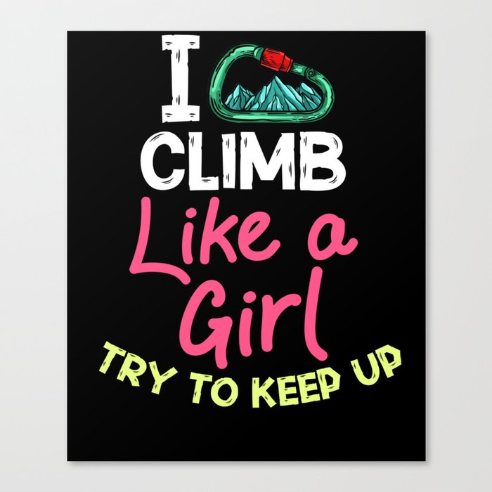 Rock Climbing Women Indoor Bouldering Girl Wall Canvas Print