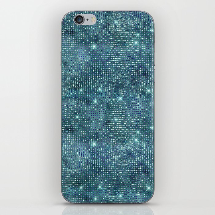 Teal Diamond Studded Glam Pattern iPhone Skin