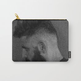 Profile of a man with black and white glitches. Very grainy image. Carry-All Pouch