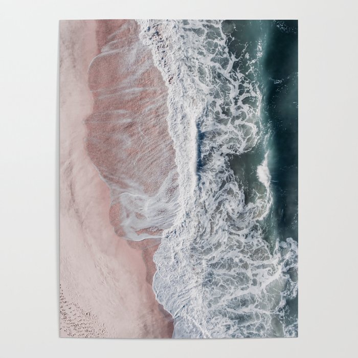 Crashing waves - Aerial Beach Ocean Sea Photography by Ingrid Beddoes Poster