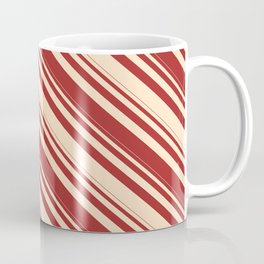 [ Thumbnail: Brown & Bisque Colored Lined Pattern Coffee Mug ]
