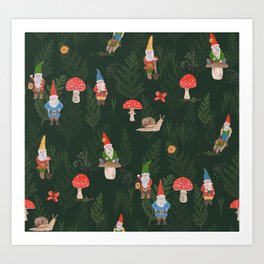 Woodland Gnomes Art Print