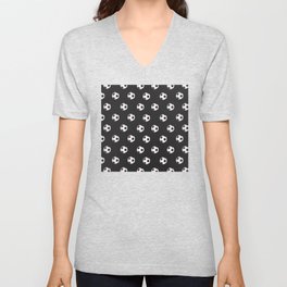 Soccer Ball Print Sports On Black Background Pattern V Neck T Shirt