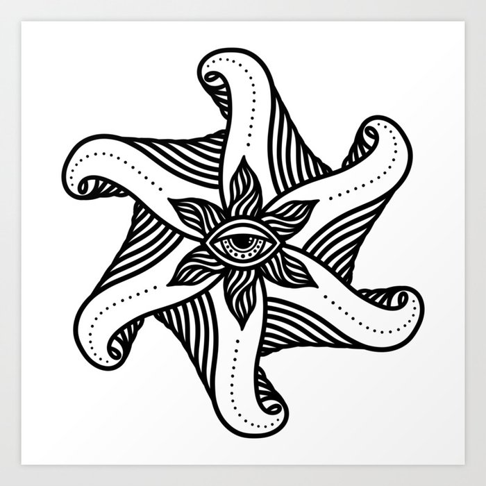 Hexagonal Eye Star Art Print