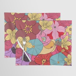 70s Flower Inferno // Red // Retro floral pattern Placemat