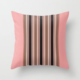Pink Peach Black Stripes Throw Pillow