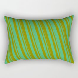 [ Thumbnail: Sea Green & Green Colored Striped/Lined Pattern Rectangular Pillow ]