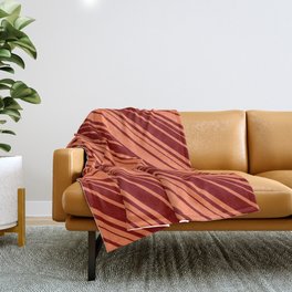 [ Thumbnail: Coral & Maroon Colored Lined/Striped Pattern Throw Blanket ]