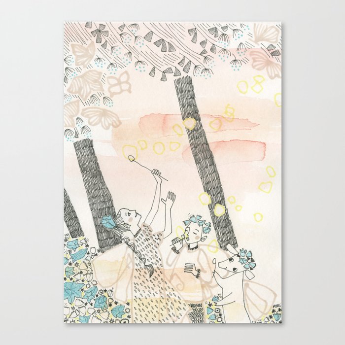 Midsummer dusk and some soap bubbles Canvas Print