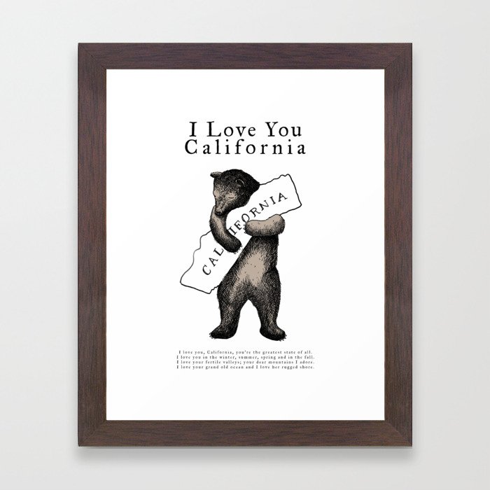 i love you california Framed Art Print