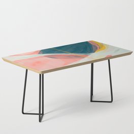 White Streams Through Pastel Shores | Abstract Shapes Design Coffee Table