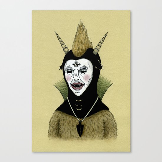 Creature with Black Amulet Canvas Print
