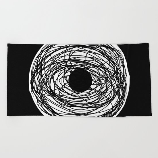 Eye Of The Storm - Abstract, black and white, minimalistic, minimal artwork Beach Towel