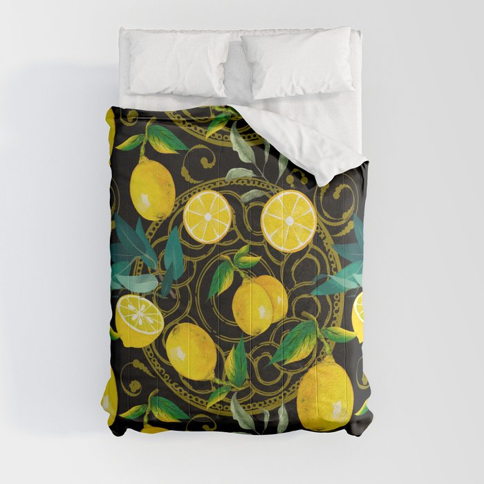 Summer, citrus ,Sicilian style ,lemon fruit pattern  Comforter