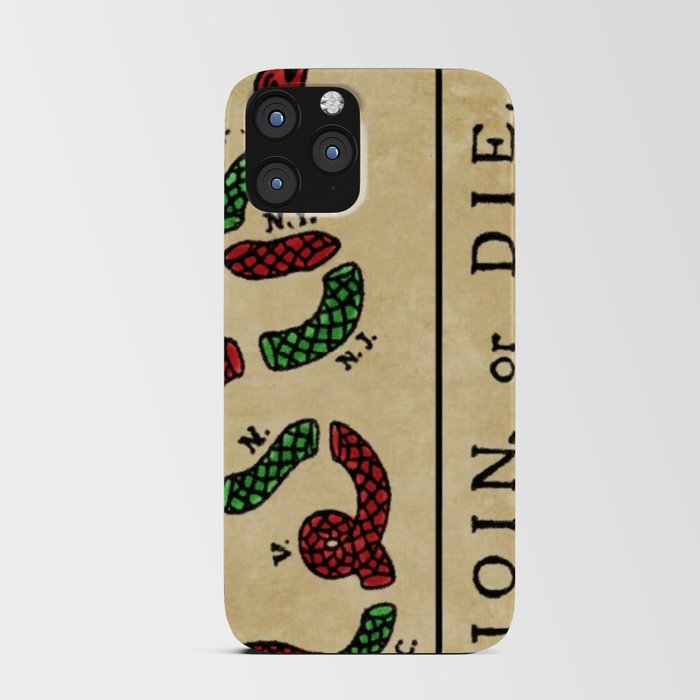 1776 "Join, or Die" Revolutionary War flag with 13 colonies, snake & colors by Benjamin Franklin iPhone Card Case