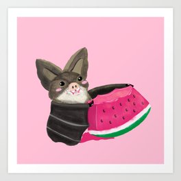 Watermelon Bat Art Print