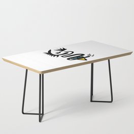 Abstract Snake Bird Minimal Style Line in Black and White and Color Coffee Table