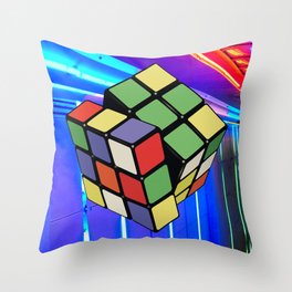 Rubik Visits a Club in Miami 1985 Throw Pillow