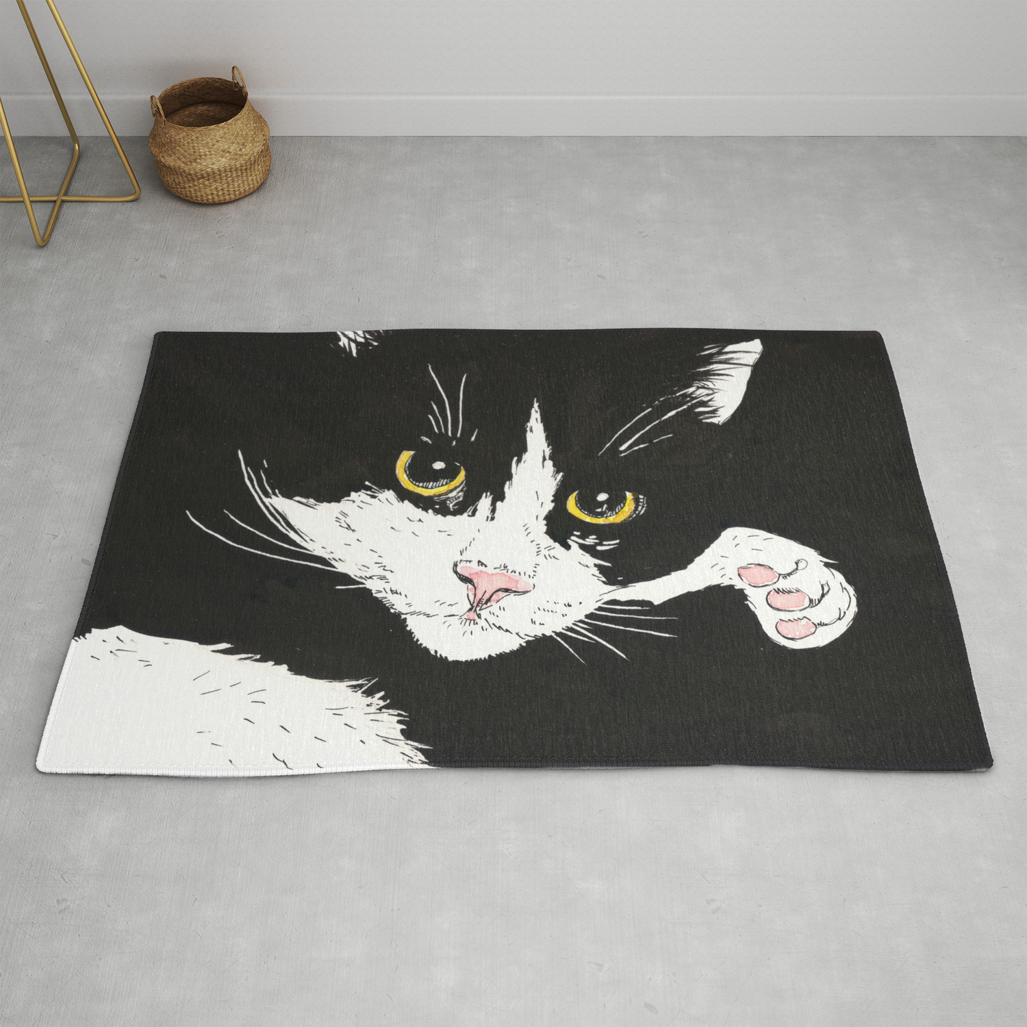 Black And White Cat Rug By Katerinamitkova Society6