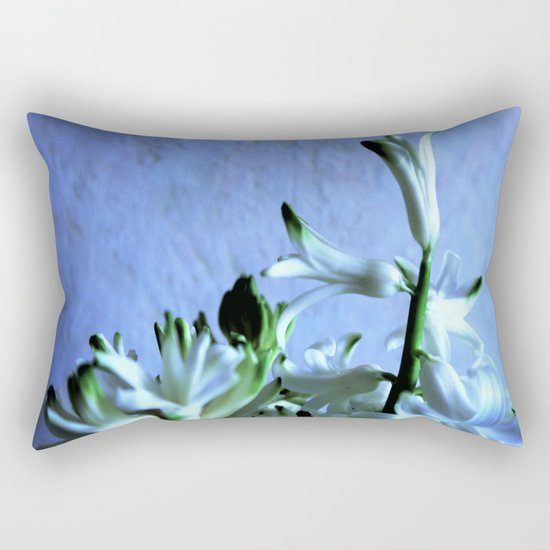 white hyacinthe on light blue background Rectangular Pillow