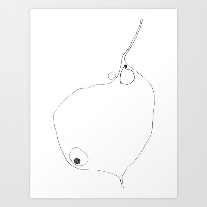 Two Black Dots Minimalist Abstract Line Drawing Art Print By