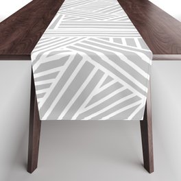 Sketchy Abstract (White & Gray Pattern) Table Runner