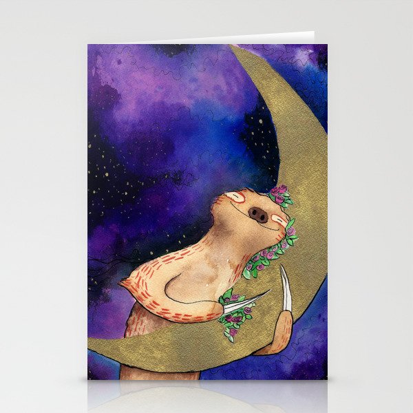 Sloth Hugs Moon Stationery Cards