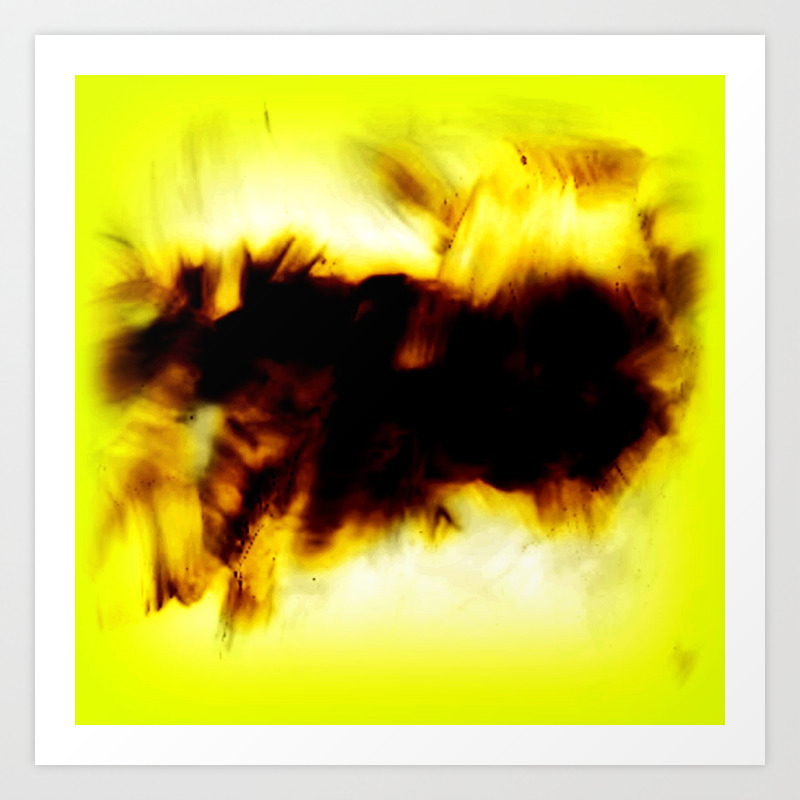 Hole In My Heart Black White Yellow Abstract Art Print By