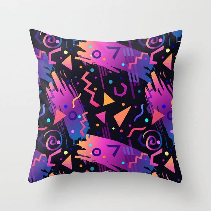 Retro vintage 80s or 90s fashion style abstract  pattern  Throw Pillow