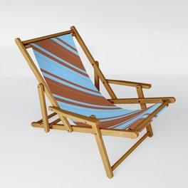 [ Thumbnail: Sienna and Light Sky Blue Colored Lines/Stripes Pattern Sling Chair ]