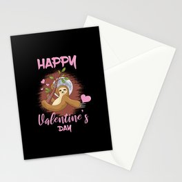 Cute Lazy Sloth Animal Hearts Day Valentines Day Stationery Card
