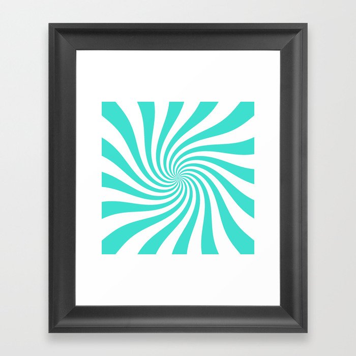Swirl (Turquoise/White) Framed Art Print