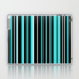 Black, White, and Aqua Blue Barcode Stripe Laptop & iPad Skin